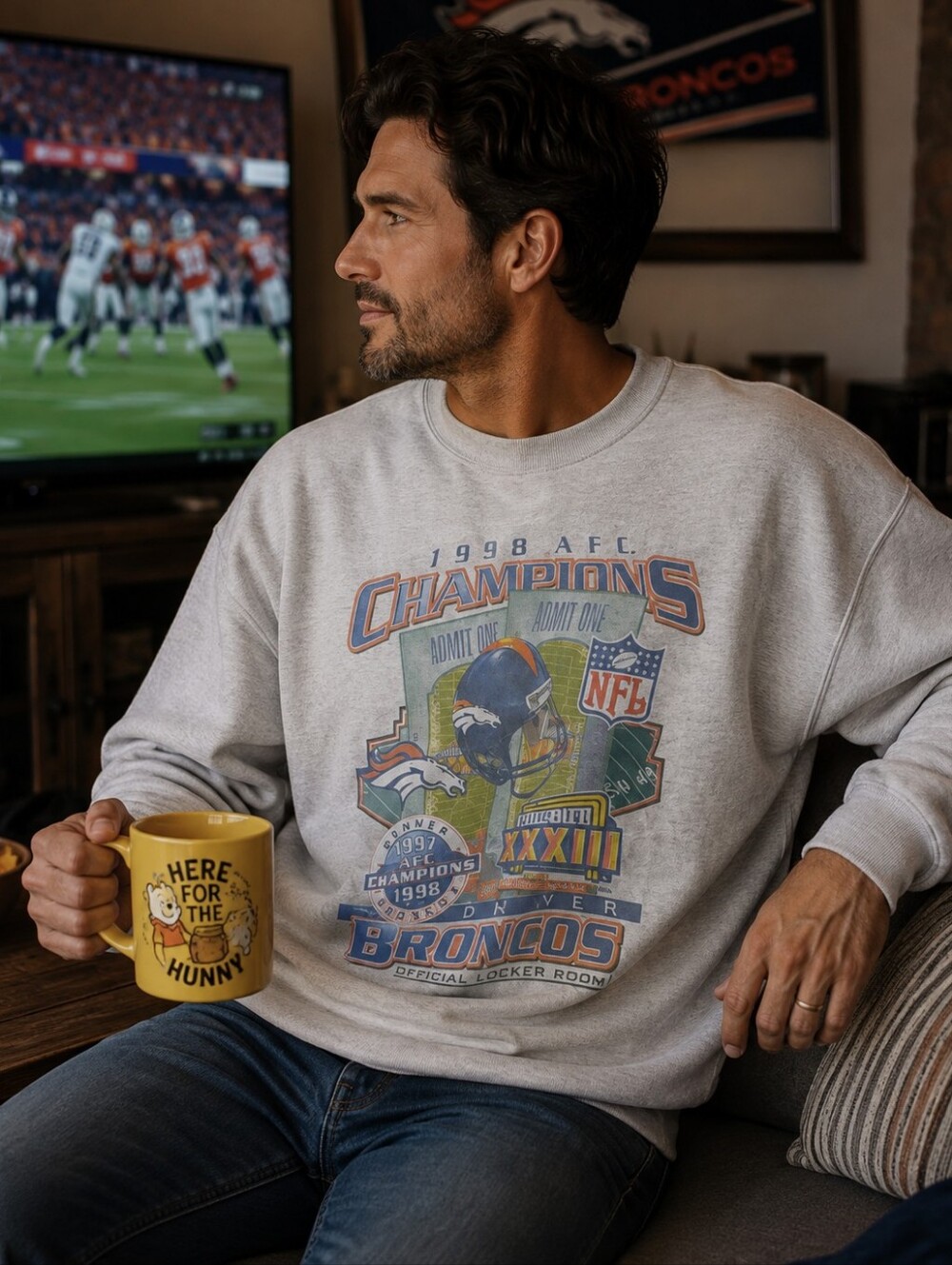 Vintage Denver Broncos sweatshirt men's large 1998 1999